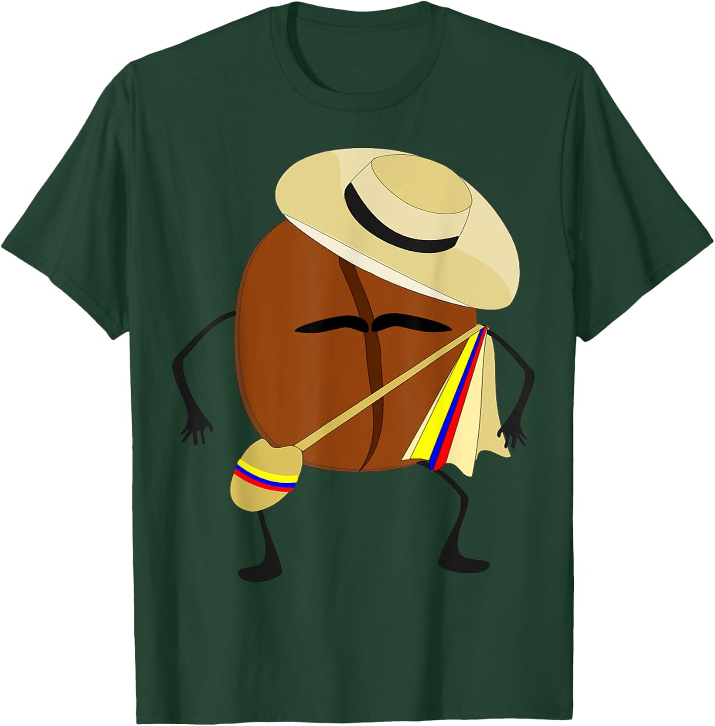 Colombian Coffee Bean Guy , traditional folk clothes T-Shirt - T-Shirt | Forest