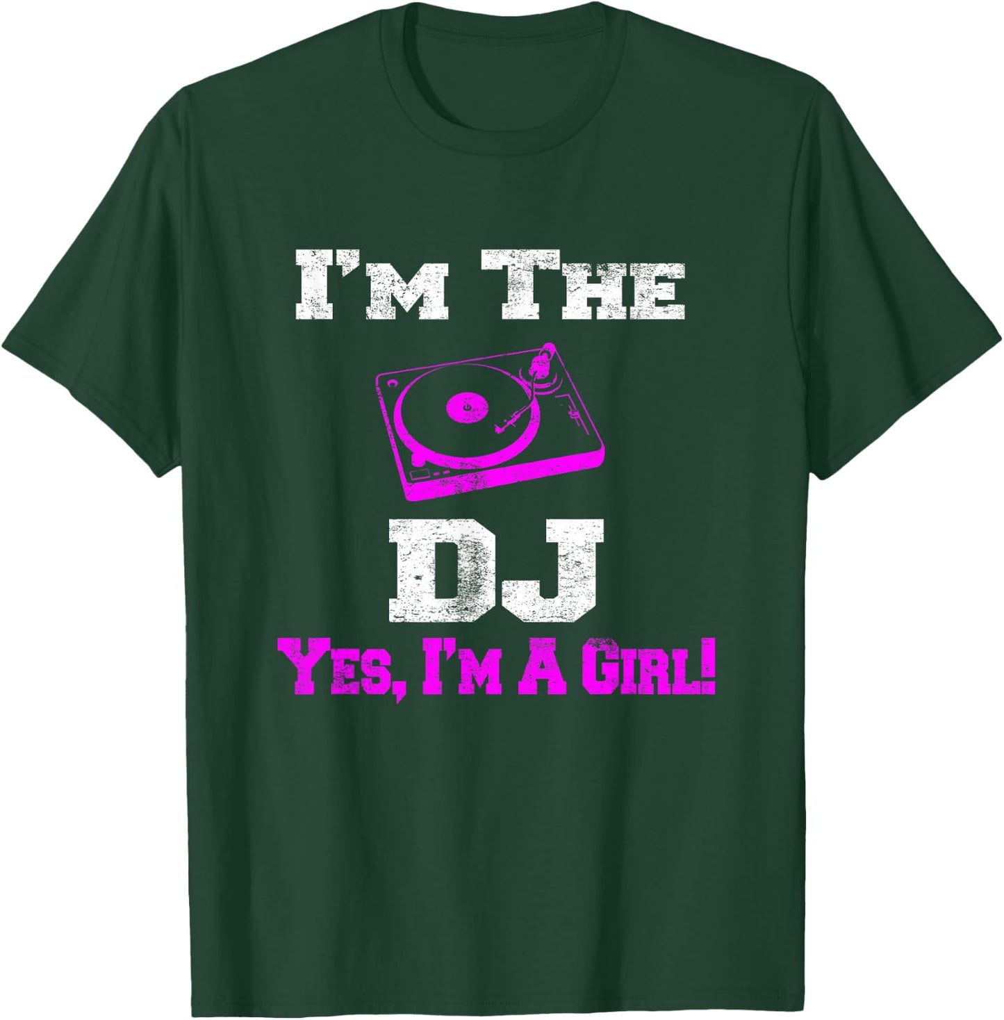 Girl Lady DJ Vintage Turntable Female T-Shirt - T-Shirt | Forest
