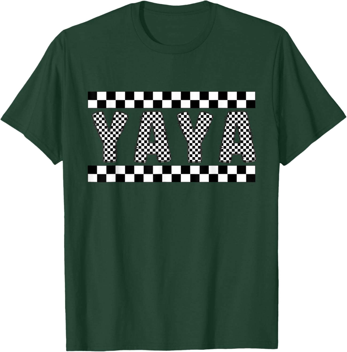 YAYA retro checker checkered T-Shirt - T-Shirt | Forest