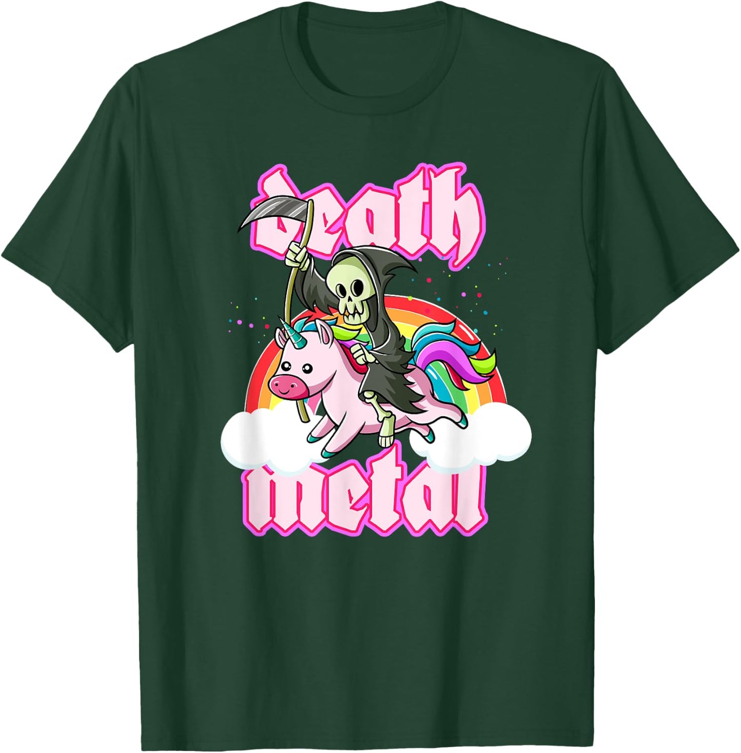 Blackcraft Grim Reaper Rides Unicorn Death Metal Shirt T-Shirt - T-Shirt | Forest