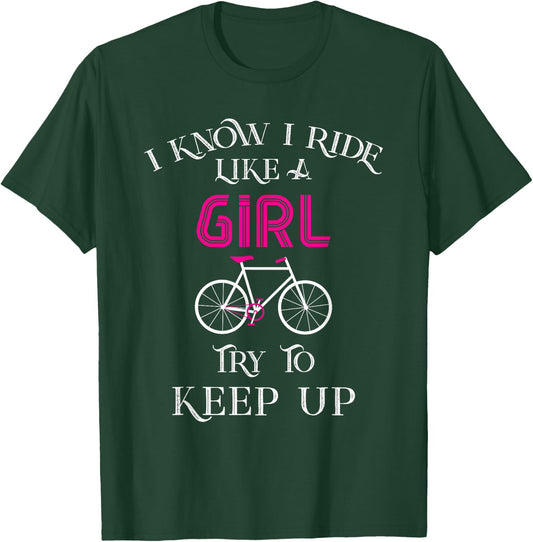 Cute Bicycle Bike Shirt Woman Girl Birthday Mothers Day Gift T-Shirt - T-Shirt | Forest
