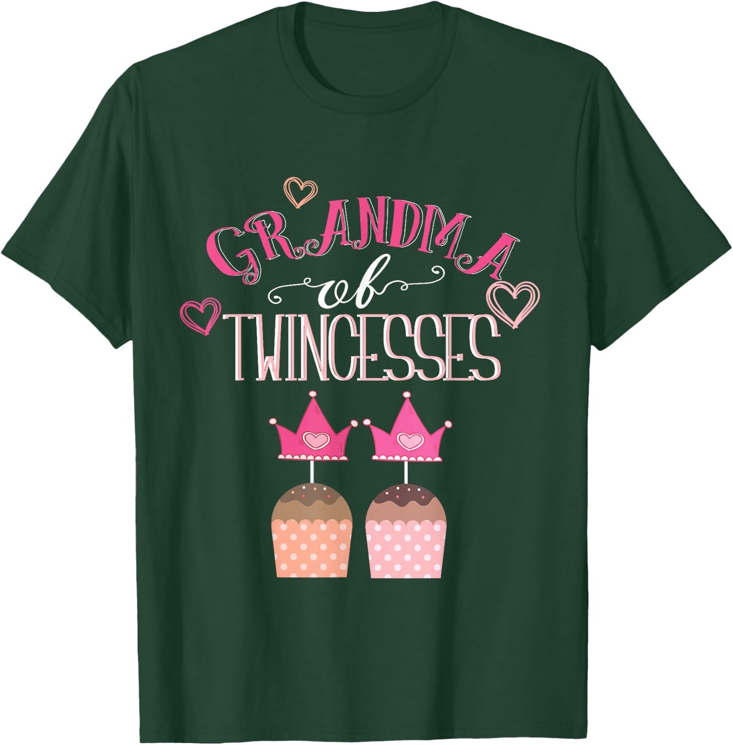 Grandma of Twin Girls Twincesses Grandmother Nana Funny Baby T-Shirt - T-Shirt | Forest