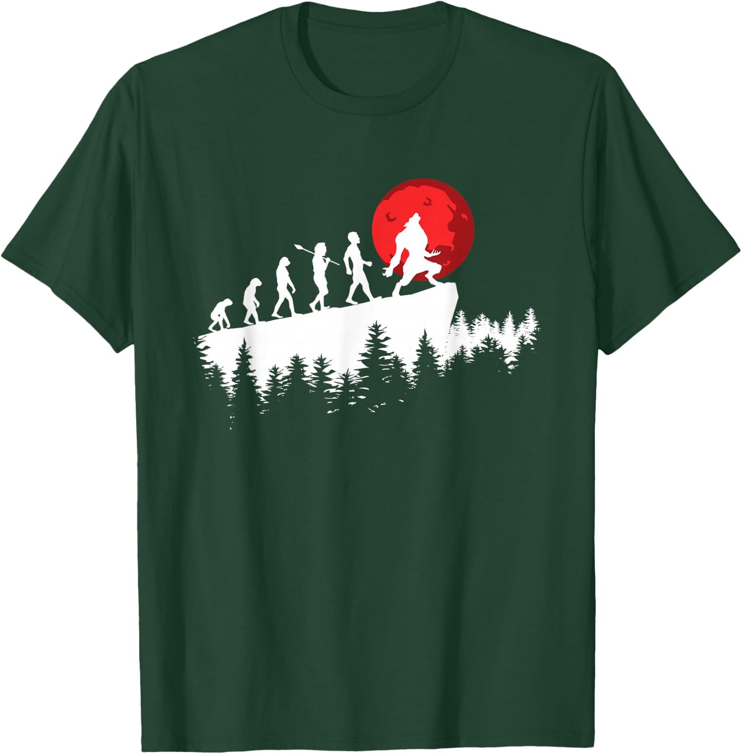 Werewolf Evolution - Werewolves Full Moon T-Shirt - T-Shirt | Forest