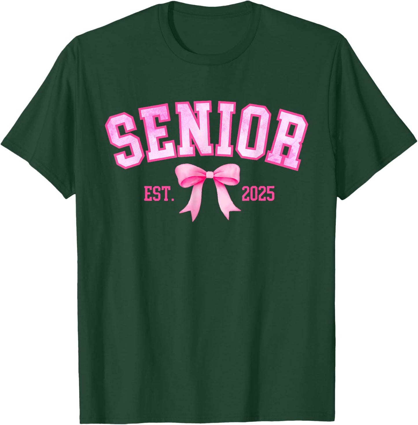 Senior 2025 Coquette Class of 2025 Pink Bows Retro T-Shirt - T-Shirt | Forest
