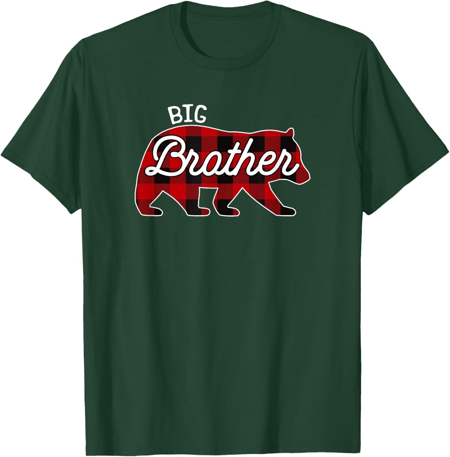 Big Brother Bear Red Buffalo Plaid Matching Family T-Shirt - T-Shirt | Forest