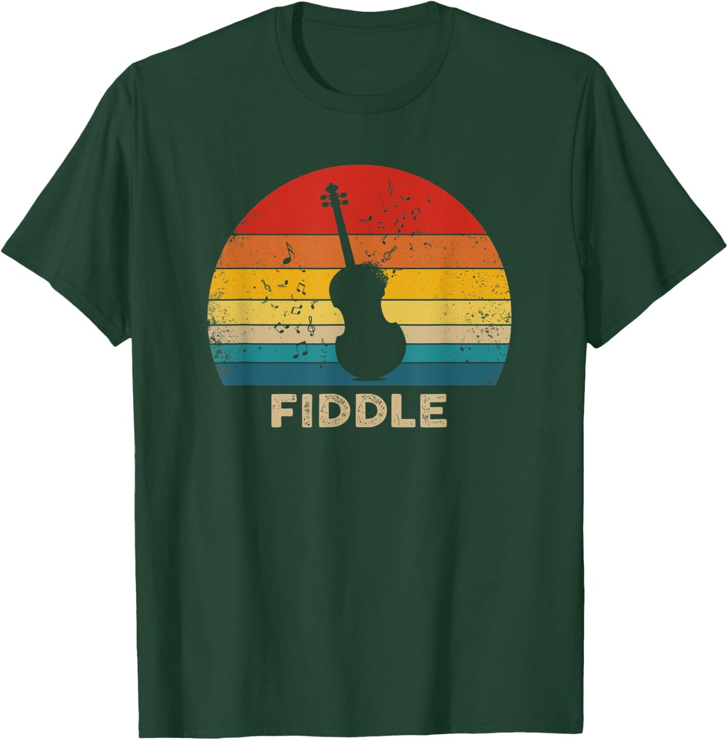 Vintage Fiddle Retro Sunset T-Shirt - T-Shirt | Forest