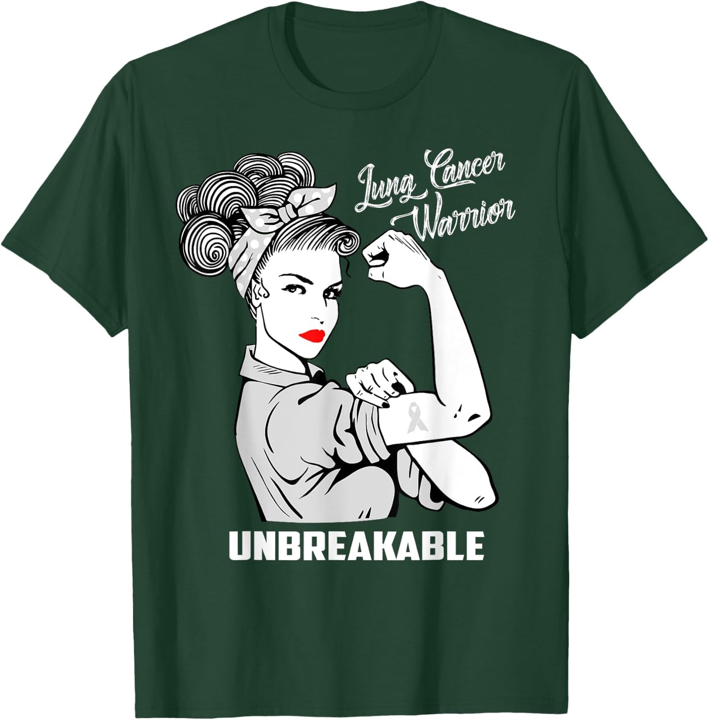 Lung Cancer Warrior Unbreakable Awareness Gift Shirt T-Shirt - T-Shirt | Forest