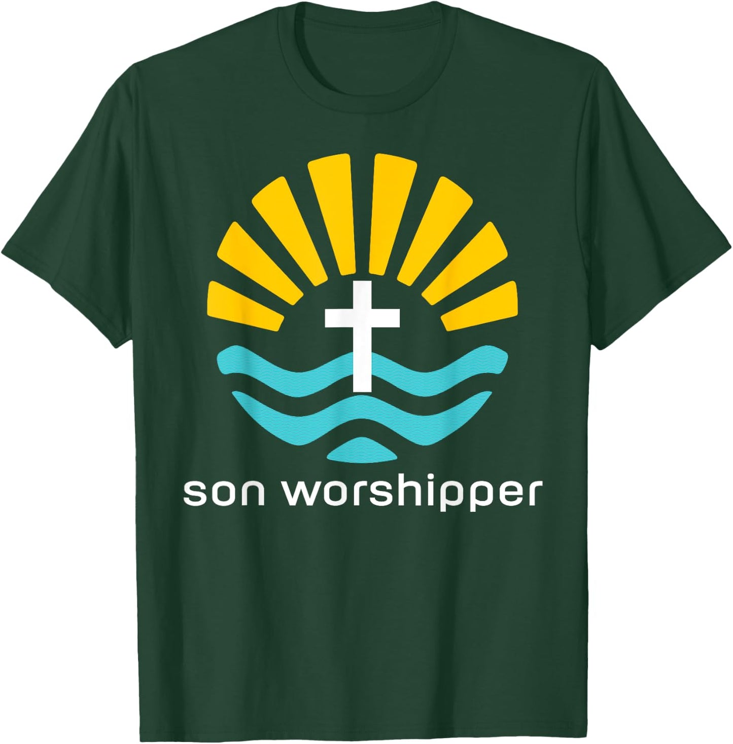 Son Worshipper Surfing Catholic Jesus Calling Beach Sun Fun Women Kids T-Shirt - T-Shirt | Forest