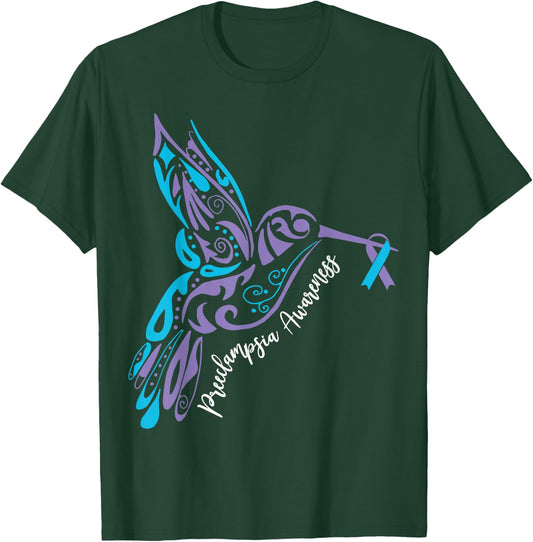 Bird Ribbon Preeclampsia Awareness Preeclampsia Survivor T-Shirt - T-Shirt | Forest