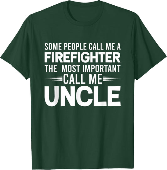 Proud Uncle People Firefighter Thin Red Line Gifts T-Shirt - T-Shirt | Forest