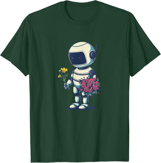 Pretty Robot with Flowers Costume for Man and Woman T-Shirt - T-Shirt | Forest