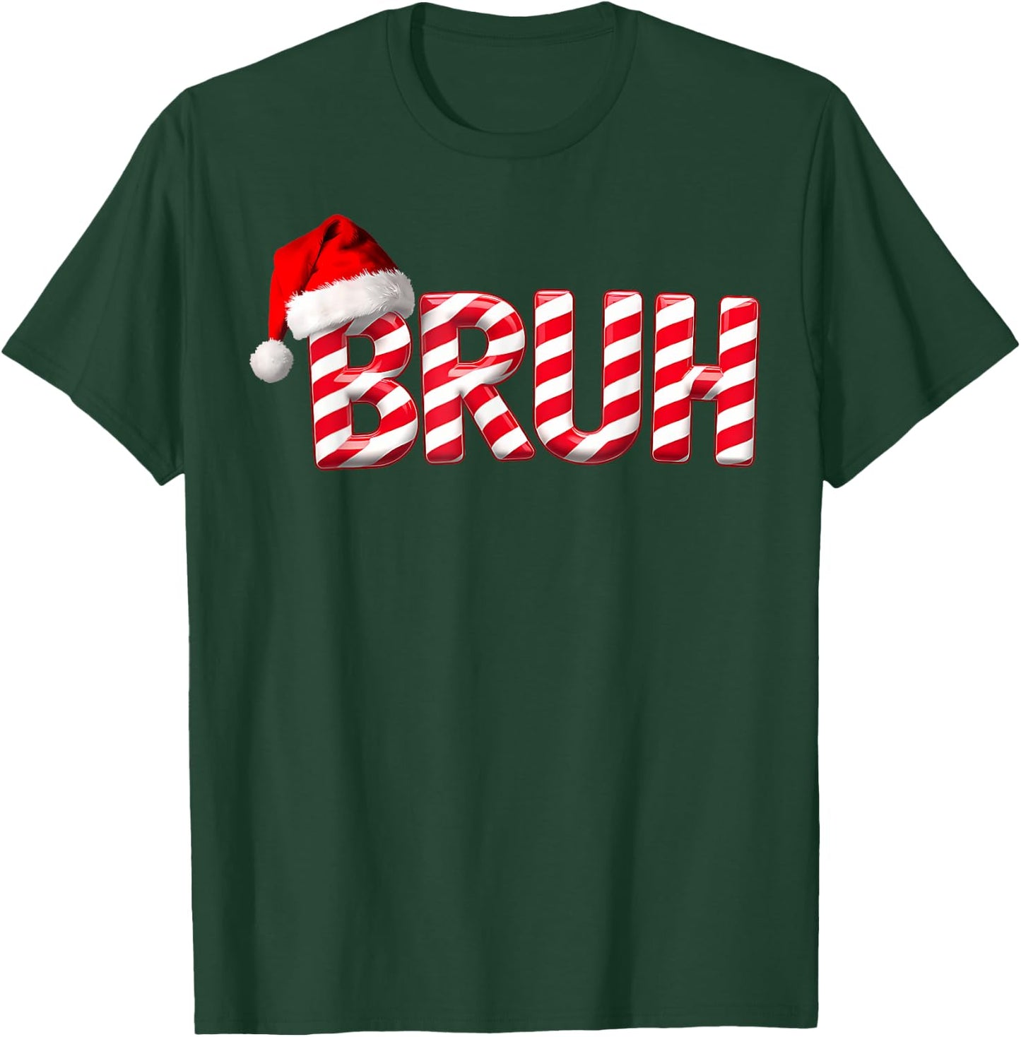 Bruh Christmas Candy Cane for Teen Boys Funny Xmas Bruh T-Shirt - T-Shirt | Forest