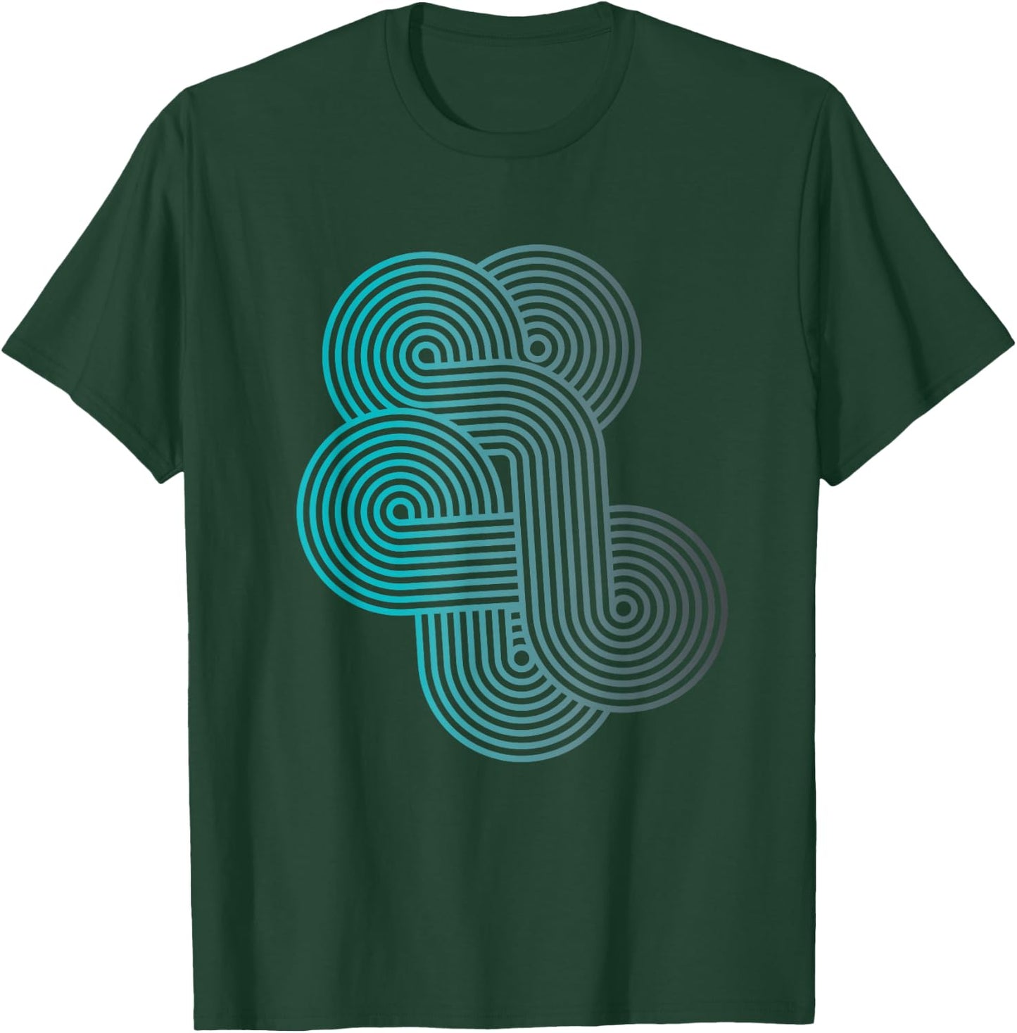 Modern Geometric Line Art Graphic Gradient T-Shirt - T-Shirt | Forest