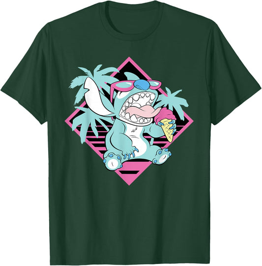 Disney Lilo & Stitch Ice Cream Retro 90s Beach T-Shirt - T-Shirt | Forest