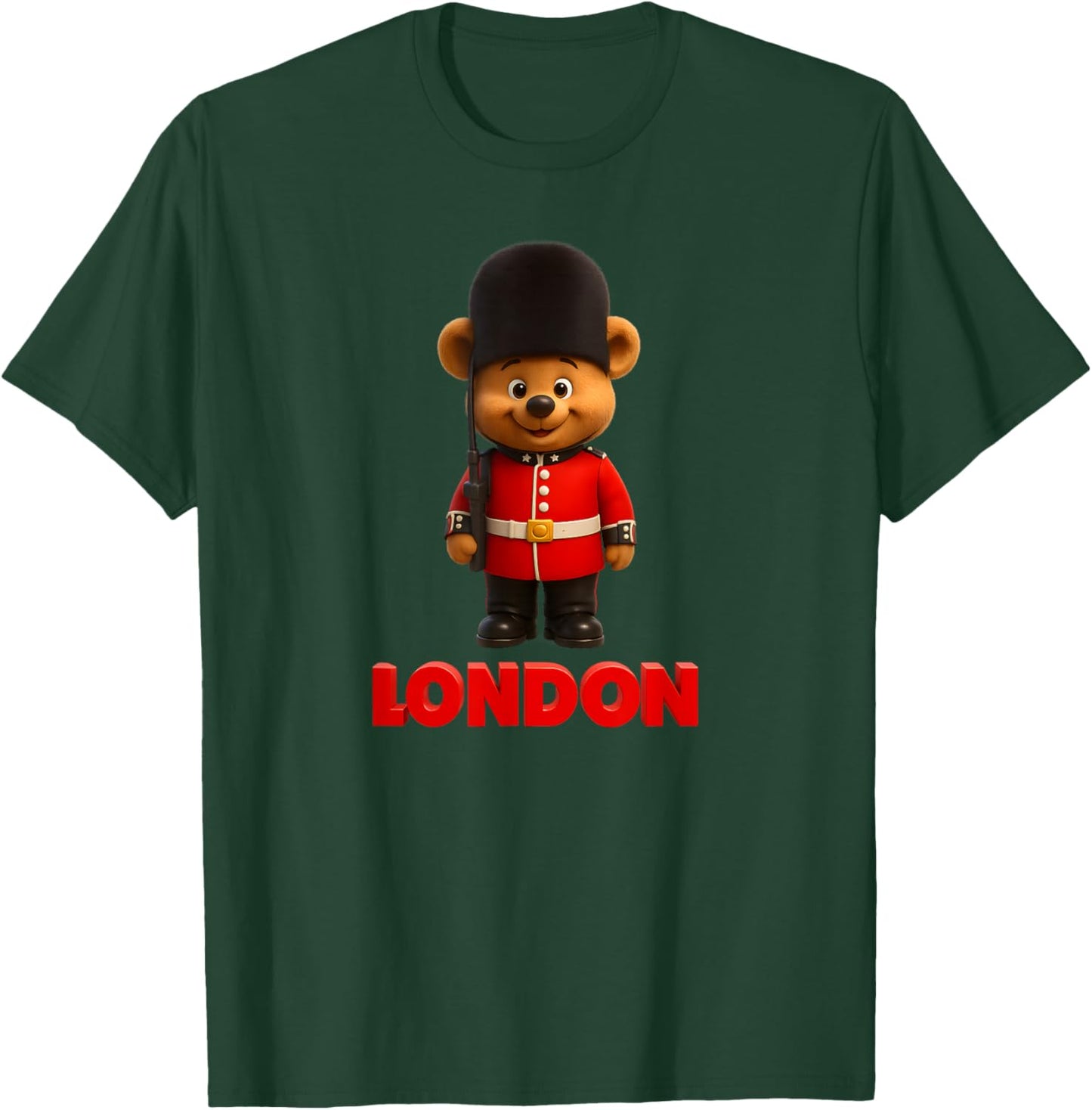 Cool Teddy Bear London King Guard Toy Style Cartoon Graphic T-Shirt - T-Shirt | Forest