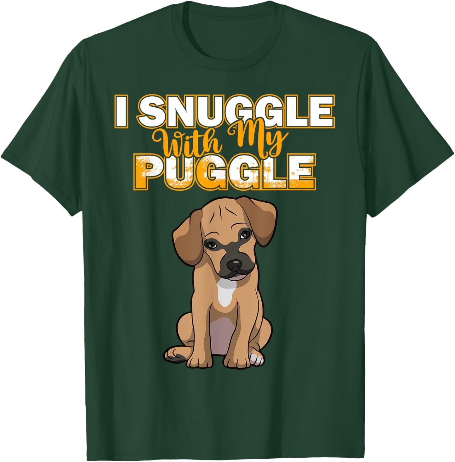 Funny Puggle Shirt Women's Puggle I Snuggle With My Puggle Shirt Black Cartoon Short Sleeve Size Small T-Shirt - T-Shirt | Forest