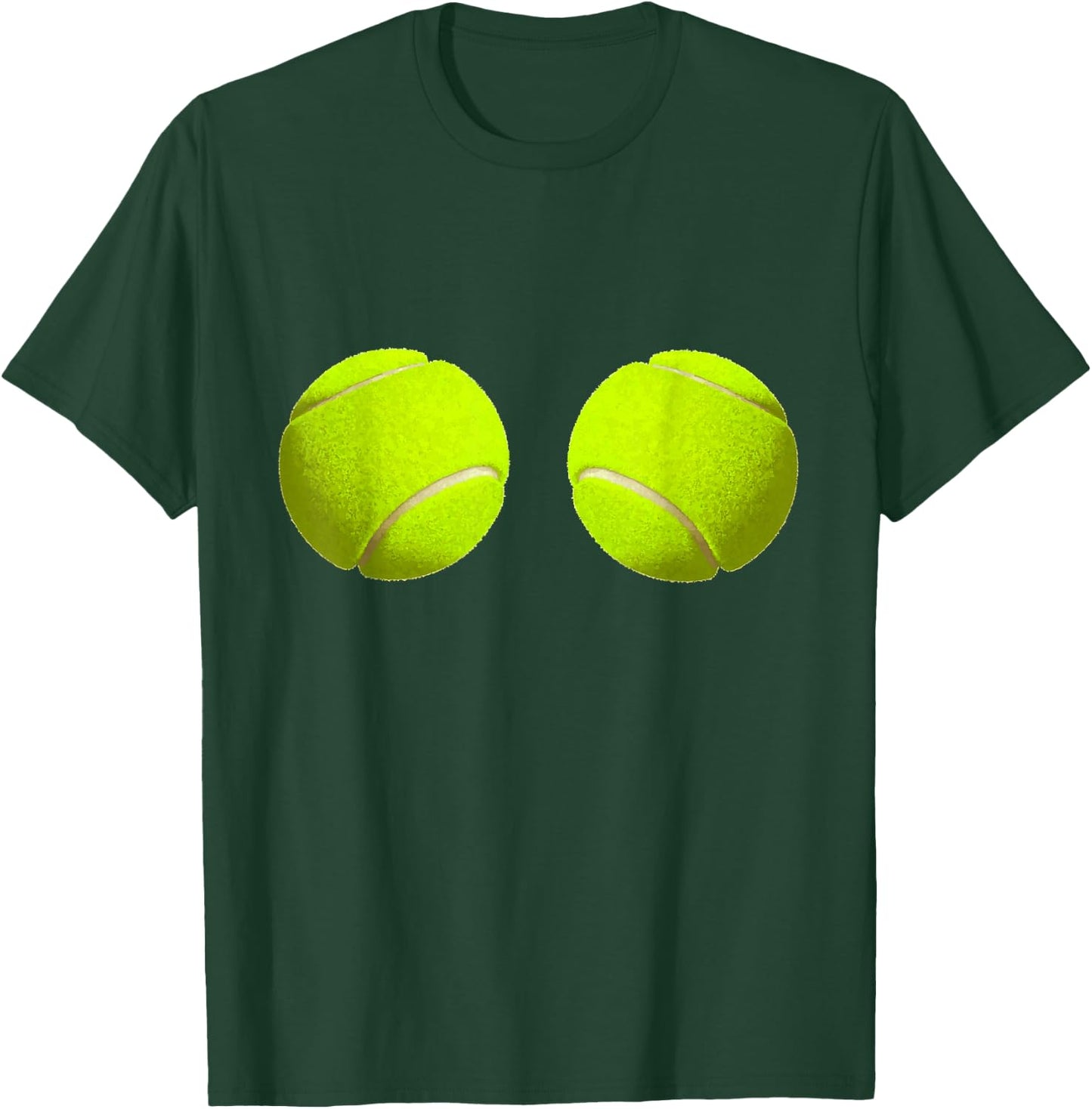 Tennis Ball Boobs Funny Sport Lovers Hilarious T-Shirt - T-Shirt | Forest