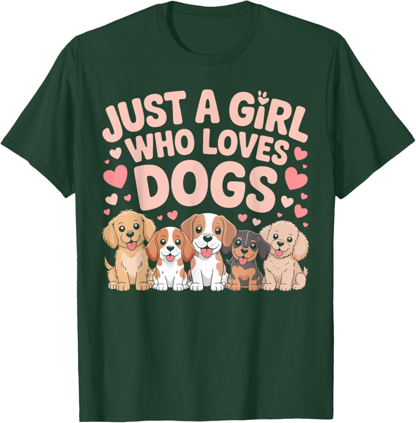 Just A Girl Who Loves Dogs Cute Puppy Lover Gifts for Kids T-Shirt - T-Shirt | Forest