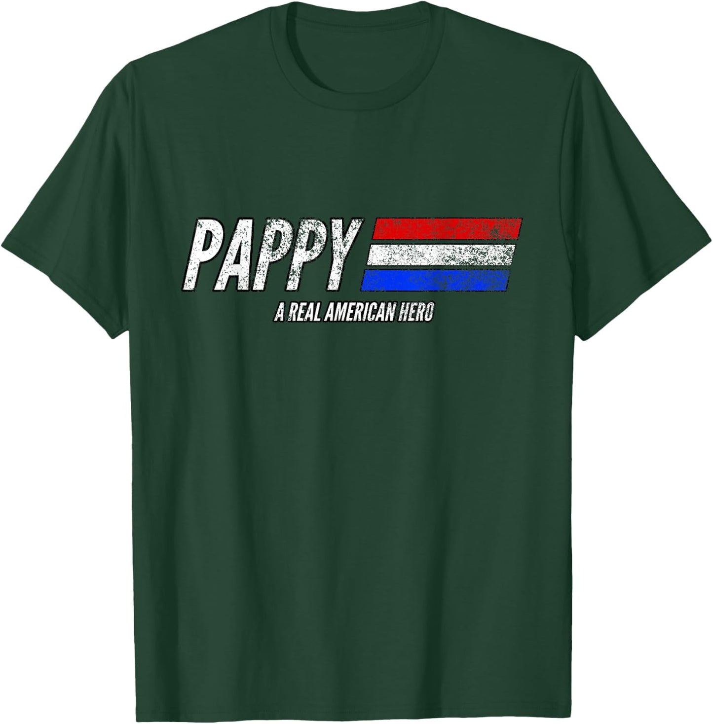 Vintage Pappy A Real American Hero Distressed American Flag T-Shirt - T-Shirt | Forest