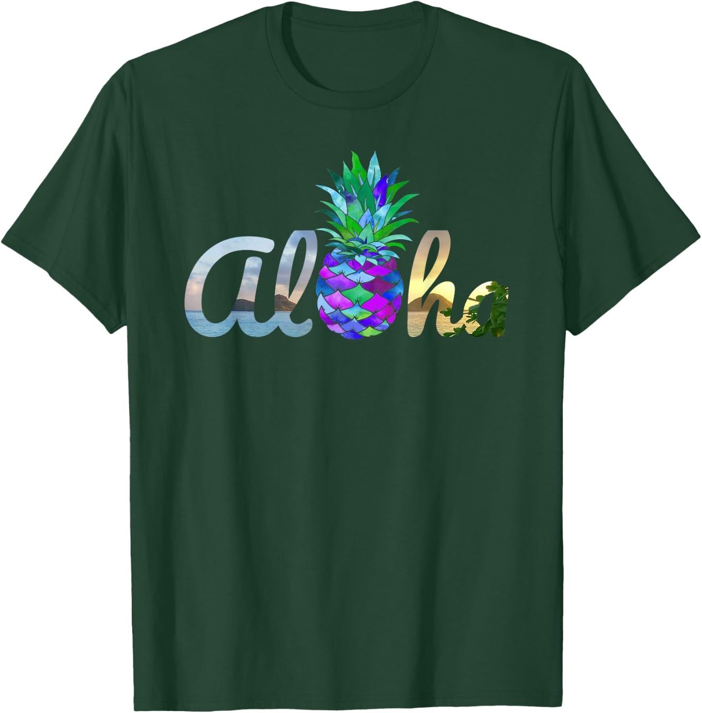 Cute Aloha Hawaii Pineapple Mermaid Purple Beach Lovers Luau T-Shirt - T-Shirt | Forest