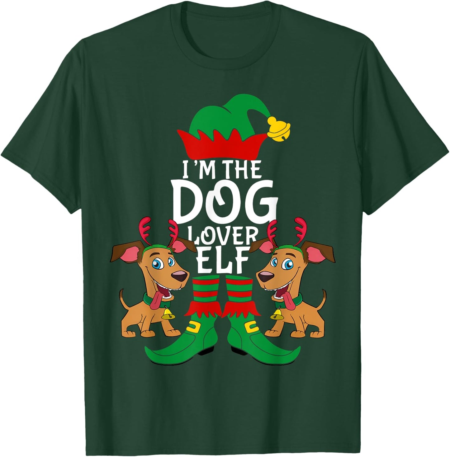 I'm The Dog Lover Elf Matching Christmas Pet Owner Xmas Gift Men Women Kids T-Shirt - T-Shirt | Forest