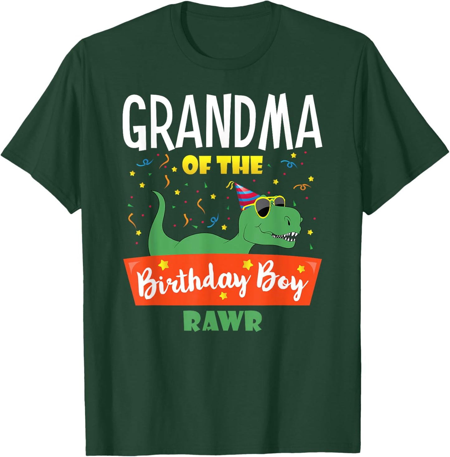 Matching Family Saurus Rex Dino Birthday Apparel Grandma of the Birthday Boy Dinosaur Grandson Grandmother T-Shirt - T-Shirt | Forest