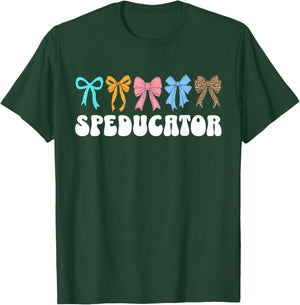 Speducator Coquette Bow Special Education Teacher SPED ED T-Shirt - T-Shirt | Forest