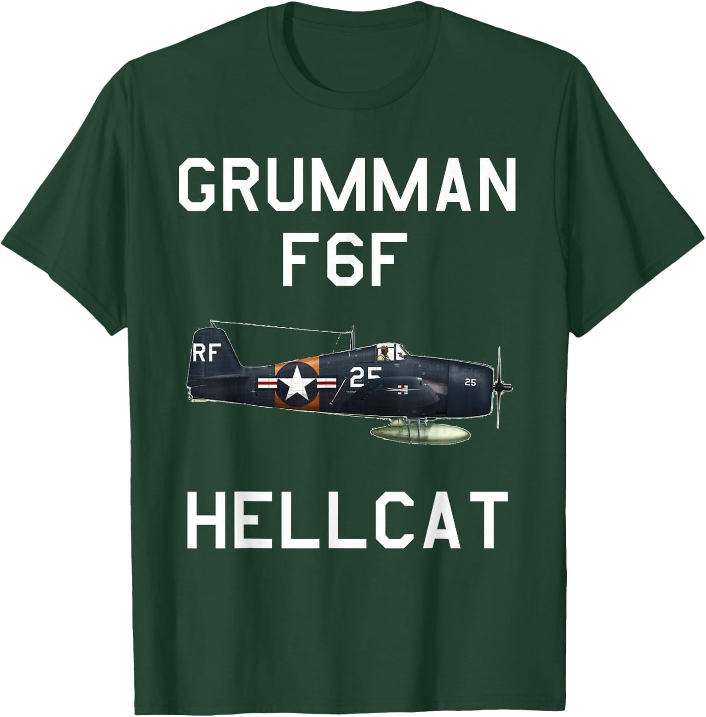 Grumman F6F Hellcat Military Navy Airplane T-Shirt - T-Shirt | Forest