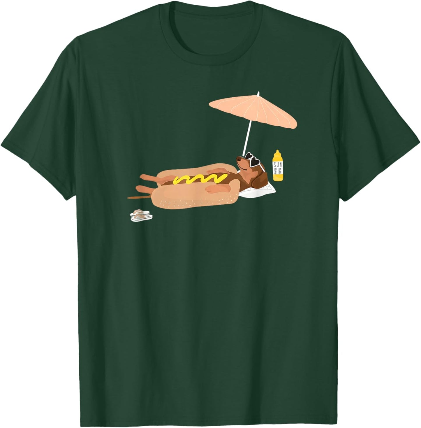 Hot Dog Dachshund Beach Summer Funny Wiener Dog Relax T-Shirt - T-Shirt | Forest