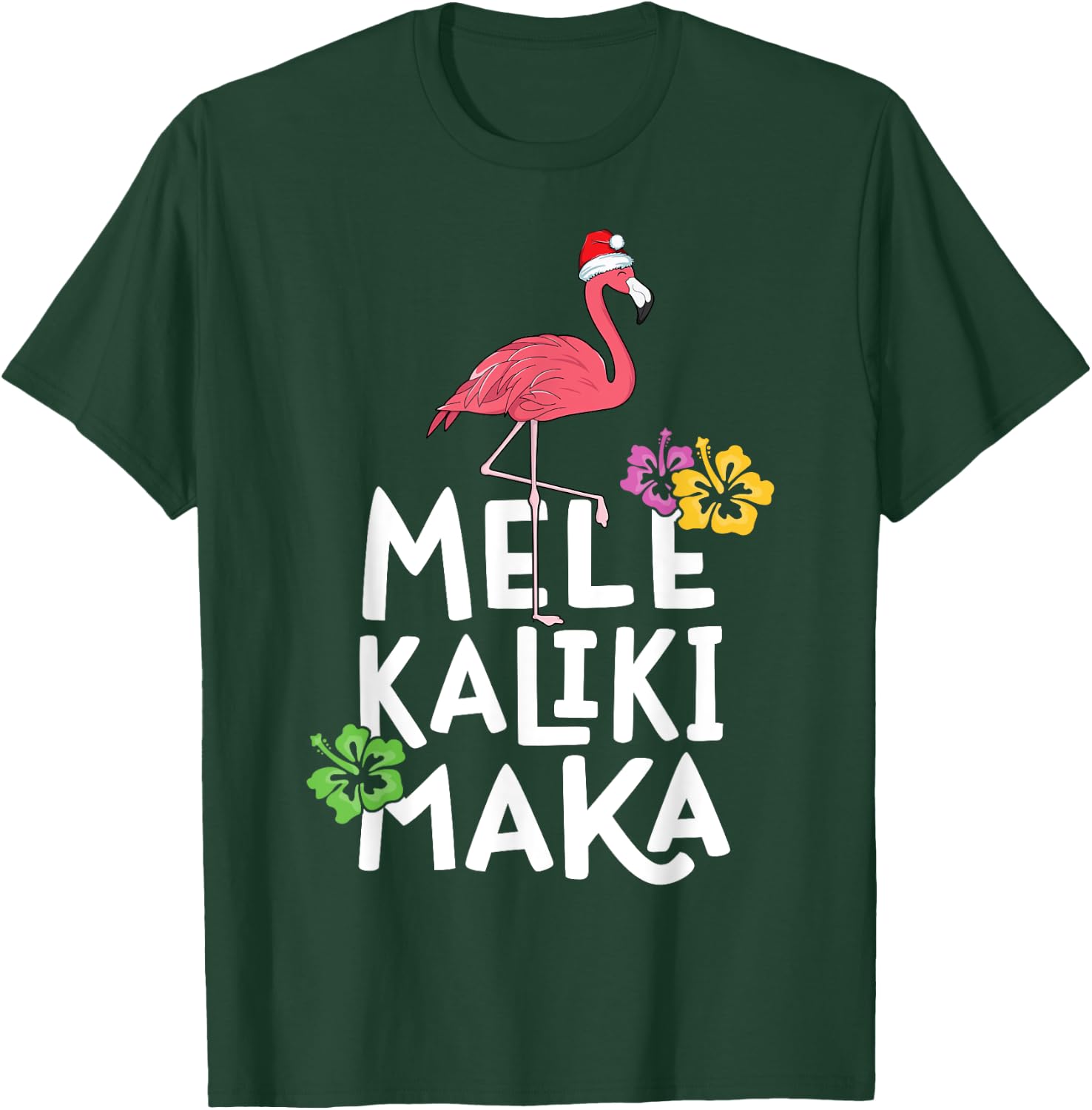 Mele Kalikimaka Flamingo Christmas Hawaiian Hawaii Women T-Shirt - T-Shirt | Forest