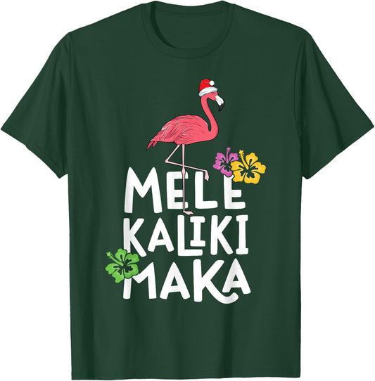Mele Kalikimaka Flamingo Christmas Hawaiian Hawaii Women T-Shirt - T-Shirt | Forest