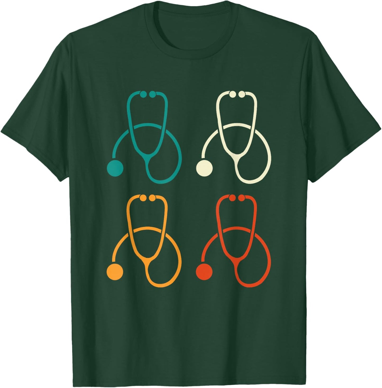 Retro Vintage Stethoscope Cool Medical Doctor T-Shirt - T-Shirt | Forest