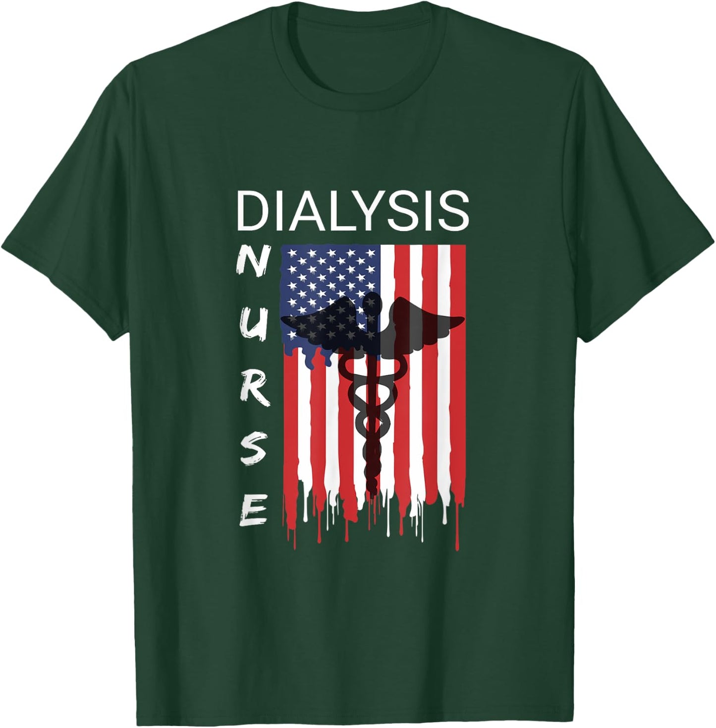 Dialysis Nursing US Flag Patriotic Nephrology Nurse Shirt Kids Men T-Shirt - T-Shirt | Forest