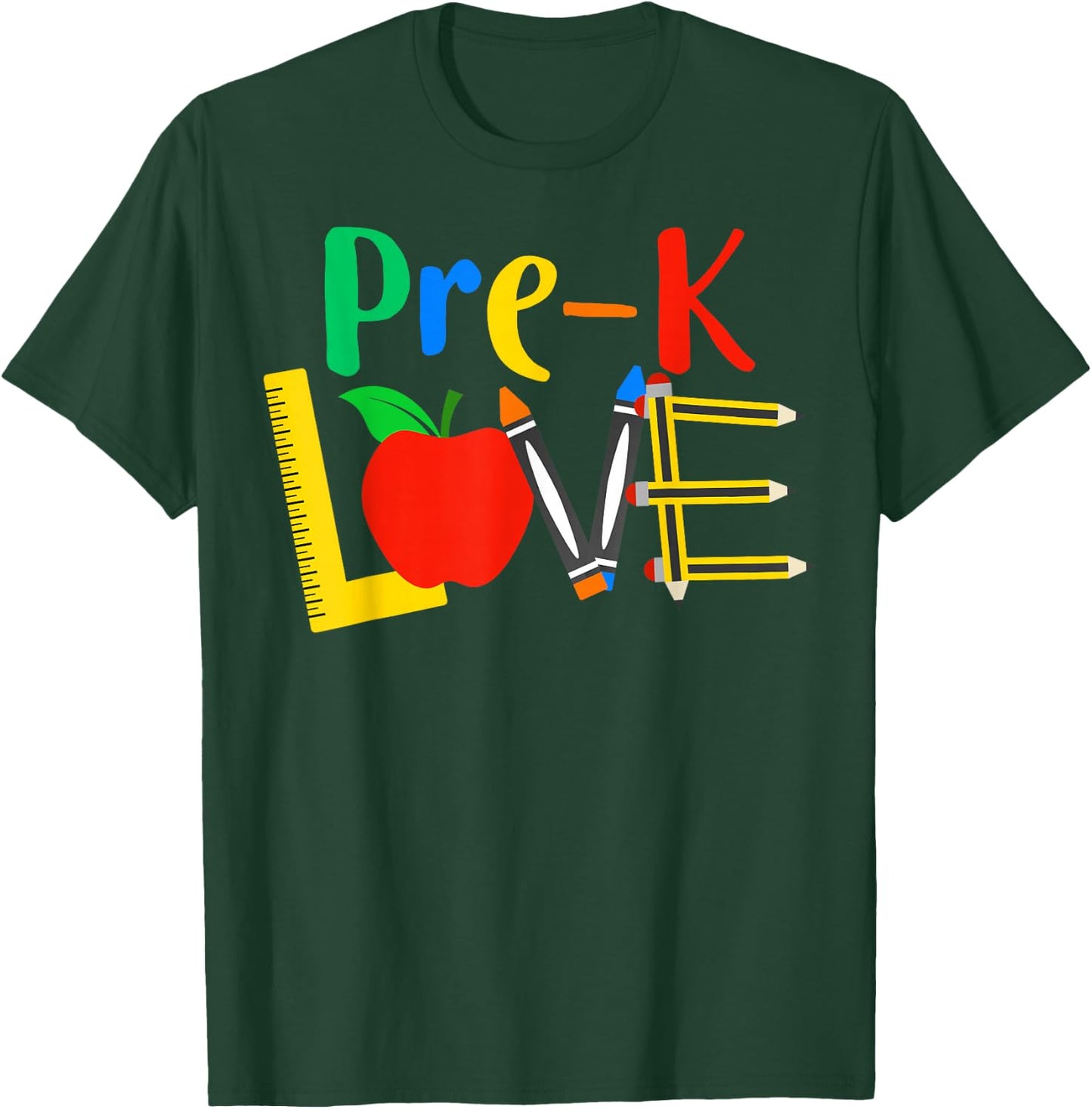 Pre-K Love, Teacher Student Classroom Gift Tools Design T-Shirt - T-Shirt | Forest