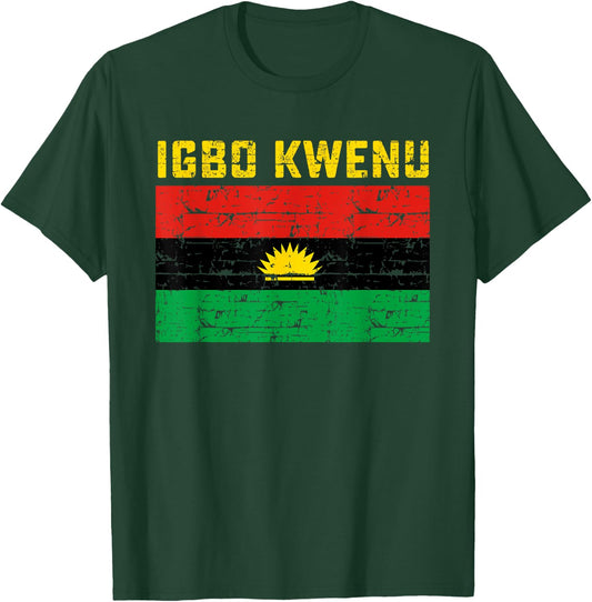 Igbo Kwenu Biafra Biafran Flag Design - Women's Adults Classic Fit Short Sleeve Small Black Polyester 100% Modern Flag T-Shirt - T-Shirt | Forest