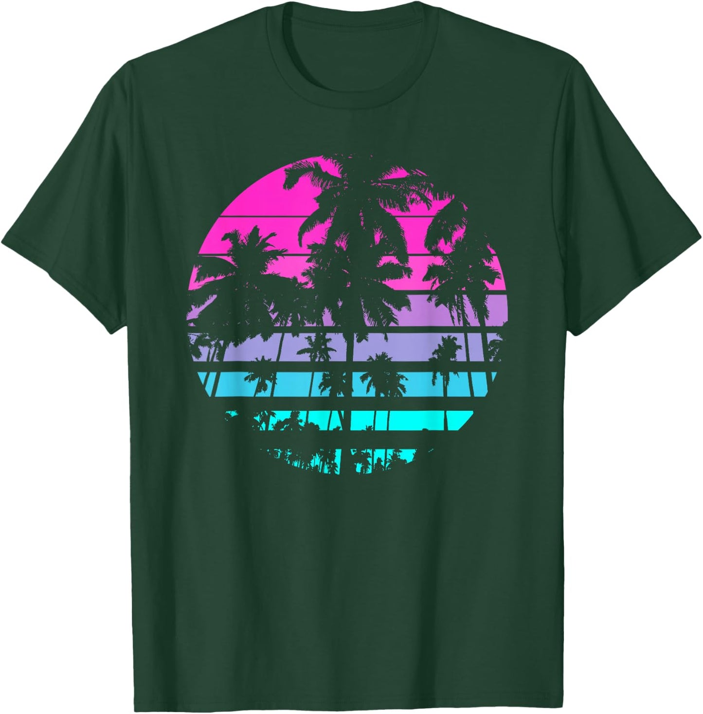 Retro Eighties 80s & 90s Beach Style Design with Palm Trees T-Shirt - T-Shirt | Forest