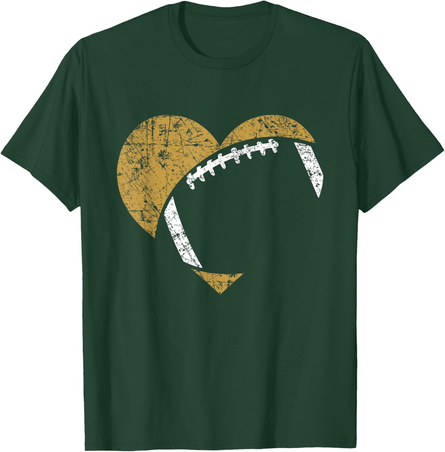 Football Heart Cutout Gold White Team Game Gift T-Shirt - T-Shirt | Forest
