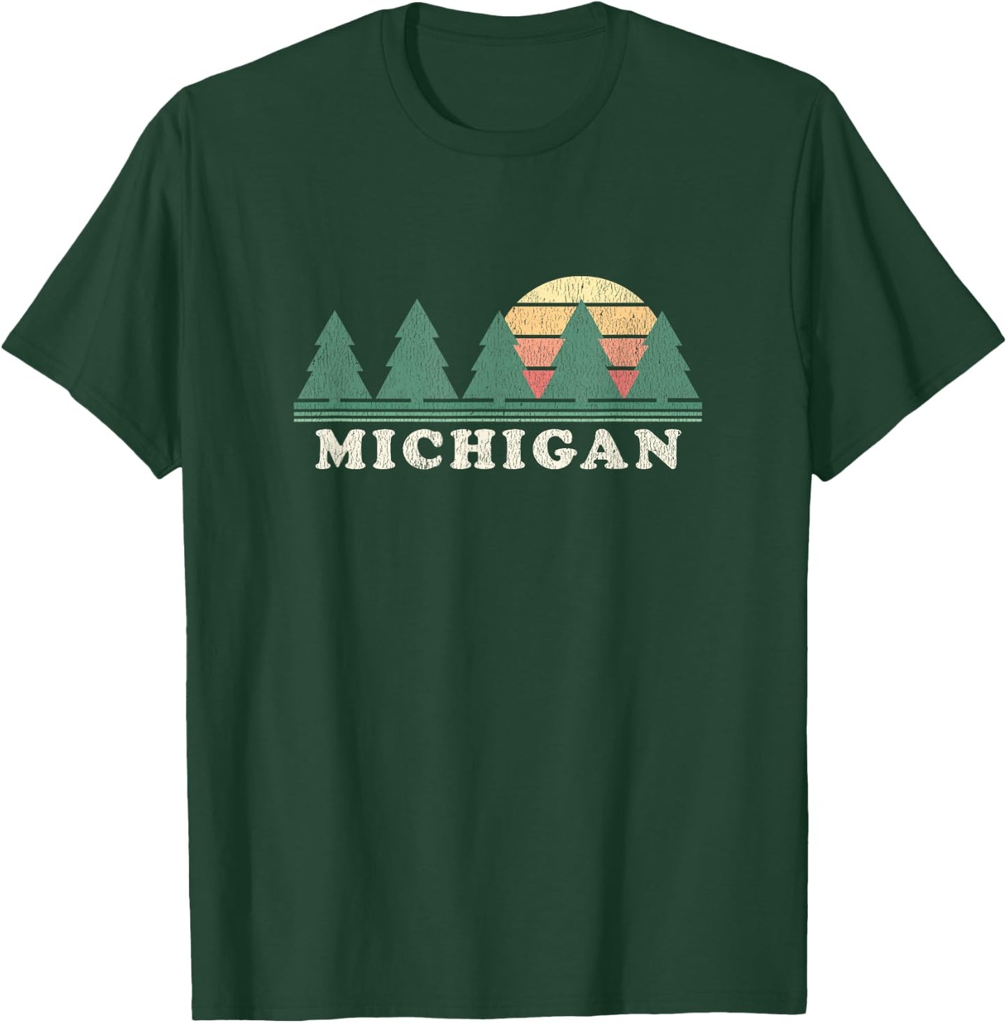Michigan MI Vintage Retro 70s Design T-Shirt - T-Shirt | Forest