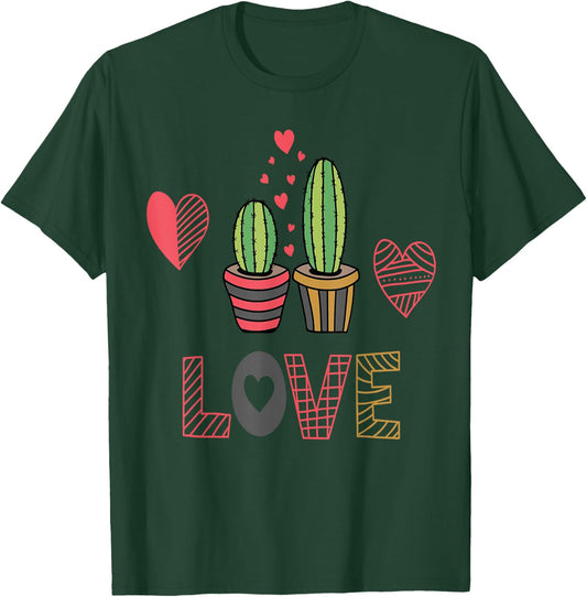 Cactus Valentine Day Shirt Love Succulent Cacti Plants Heart T-Shirt - T-Shirt | Forest