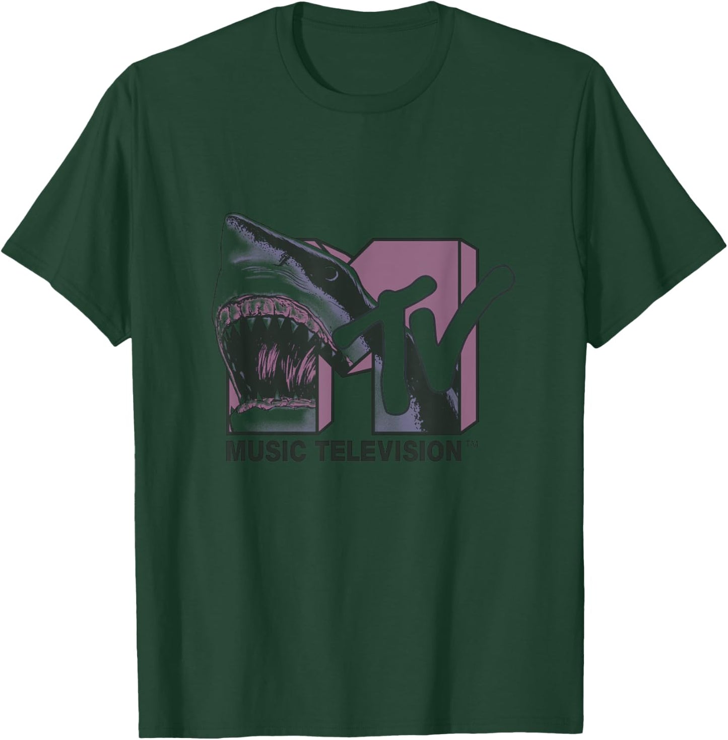 Mtv Shark Shaped Logo Fill In Blue And Pink T-Shirt - T-Shirt | Forest