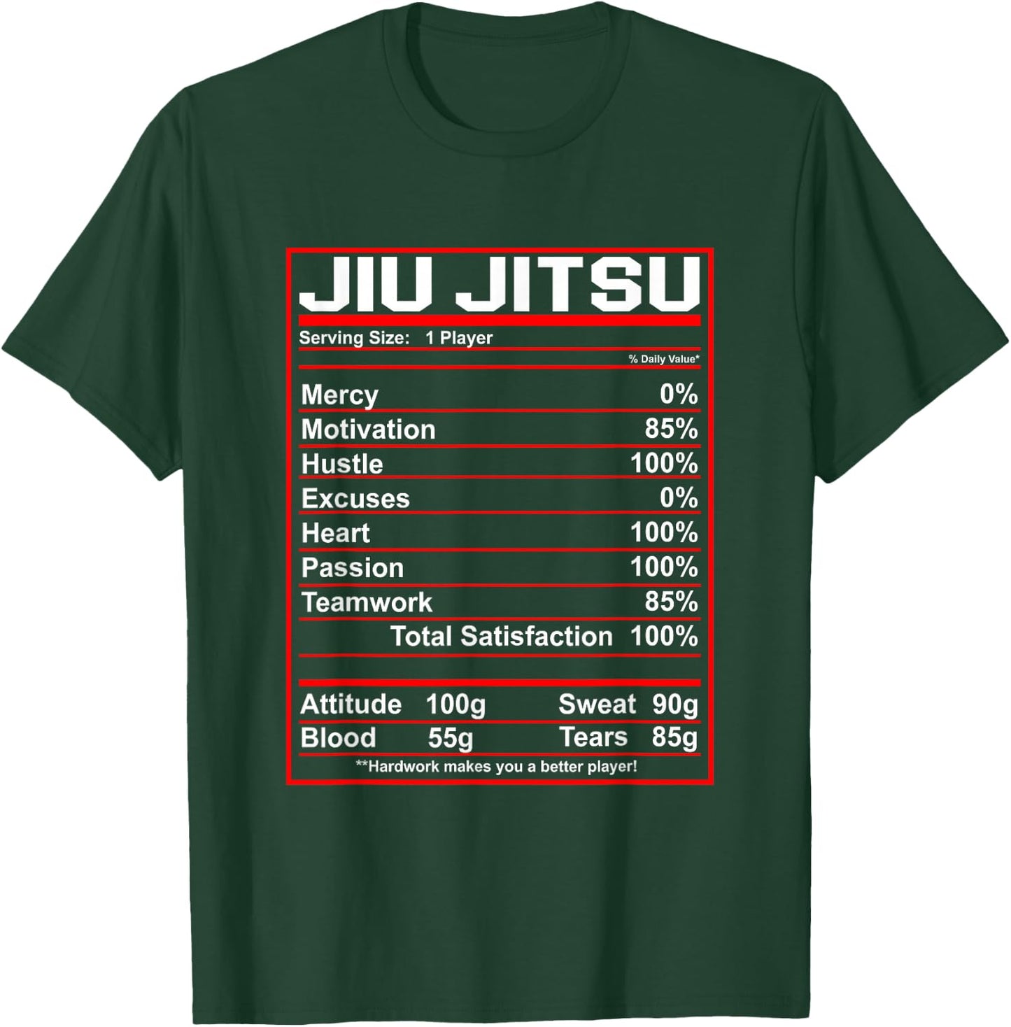 Funny Jiu Jitsu Nutrition Facts Bjj Fighter T-Shirt - T-Shirt | Forest