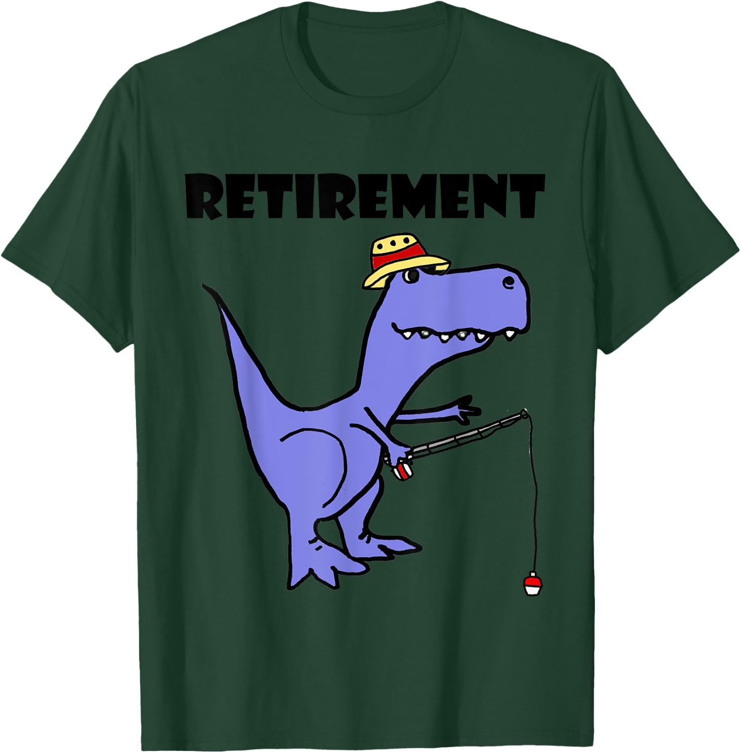 Smilemoreteesa Funny T-rex Dinosaur Fishing Retirement T-Shirt - T-Shirt | Forest