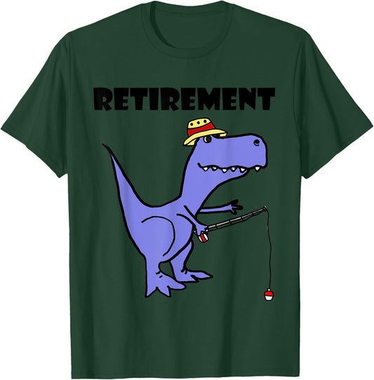 Smilemoreteesa Funny T-rex Dinosaur Fishing Retirement T-Shirt - T-Shirt | Forest
