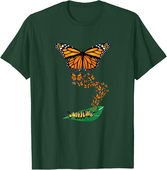 Colorful Caterpillar To Monarch Butterfly Metamorphosis Gift T-Shirt - T-Shirt | Forest