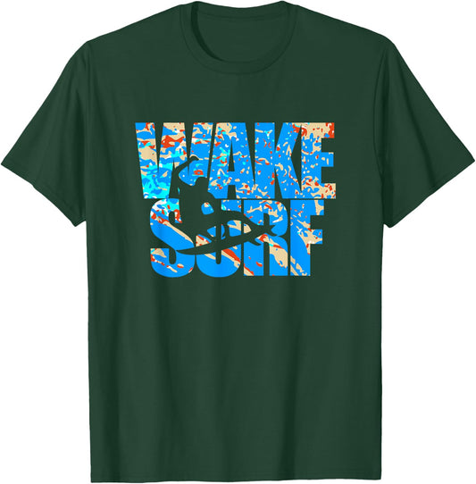 Wake Surf Wakesurfing T Shirt Boat Lake Board Surfboard T-Shirt - T-Shirt | Forest