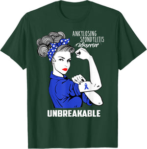 Ankylosing Spondylitis Warrior Unbreakable Shirt Awareness T-Shirt - T-Shirt | Forest