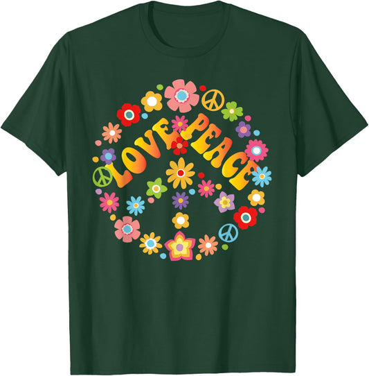 Peace Sign Love 60s 70s Tie Die Hippie Costume Shirt T-Shirt - T-Shirt | Forest