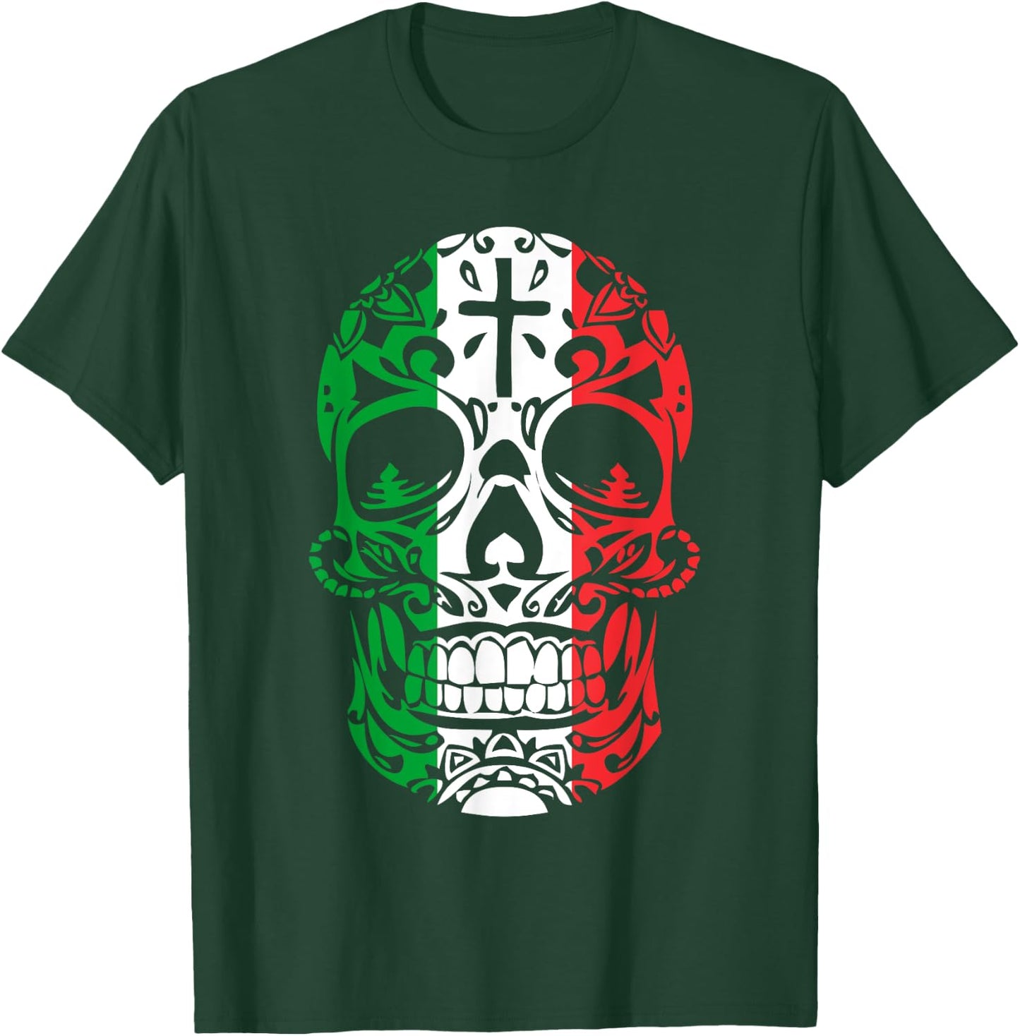 Mexican Pride Shirt: Mexican Flag Skull Day of the Dead T-Shirt - T-Shirt | Forest
