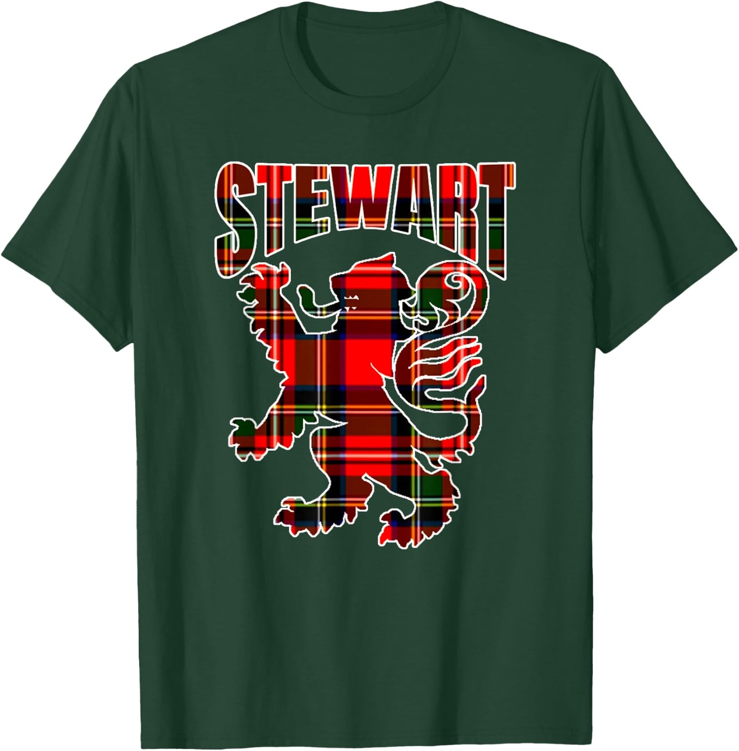 Stewart Clan Kilt Tartan Lion Namesake Scottish T-Shirt - T-Shirt | Forest