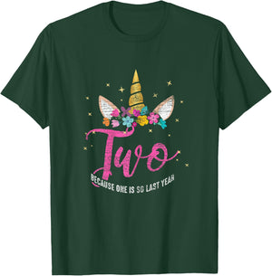2 Years Old Birthday Girl Gifts Unicorn 2nd Birthday T-Shirt - T-Shirt | Forest